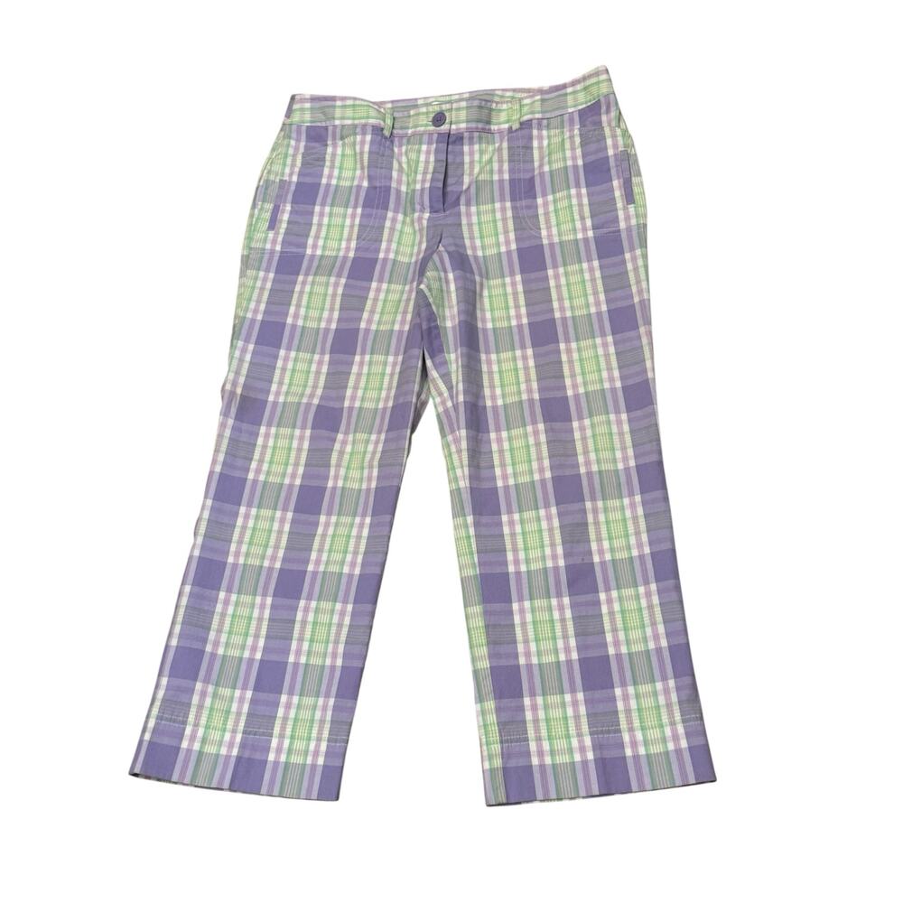 NWOT Ann Taylor Loft Capri Plaid Pants Ann 10 pockets classic pastel purple